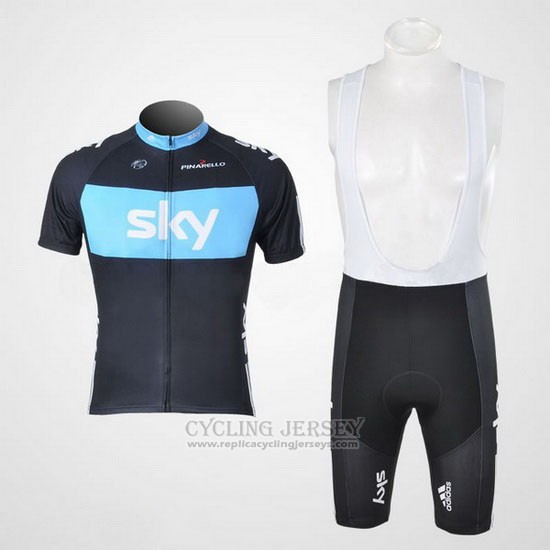 2011 Cycling Jersey Sky Black and Sky Blue Short Sleeve and Bib Short